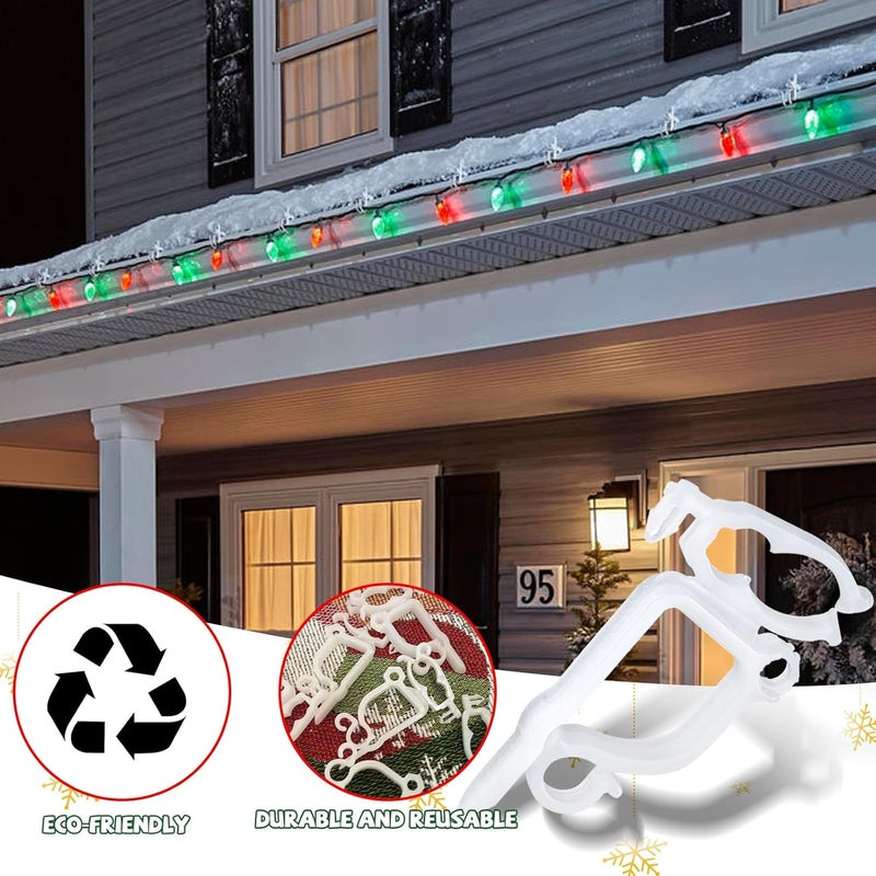 Doratale 100 Pcs Christmas Light Clips, All Purpose Holiday Light Clips Outdoor Gutter Hook for Christmas Decoration String Lights, Weatherproof Outdoor Mini Lights Clip for C6, C7, C9, Rope, Icicle Lights - Image 5